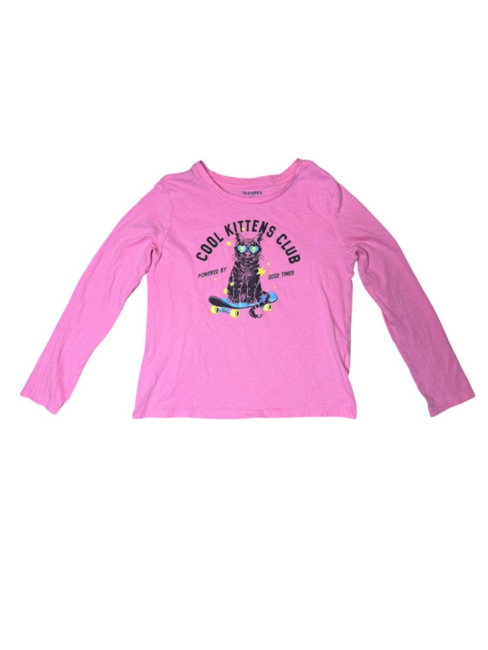 Old Navy pink long sleeve kitten graphic shirt